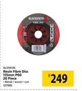 Blacksmith Resin Fibre Disc 115mm P60 20 Piece BS329006