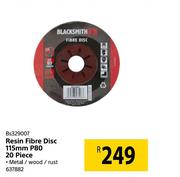 Blacksmith Resin Fibre Disc 115mm P80 20 Piece BS329007