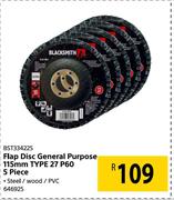 Blacksmith Flap Disc General Purpose 115mm Type 27 P60 5 Piece BST334225