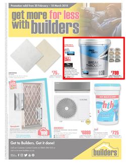 Builders East London & KZN : Get More For Less (20 Feb - 18 Mar 2018), page 1