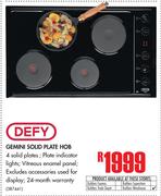 Defy Slimline Gemini Solid Plate Hob