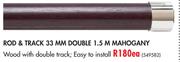 Rod & Track 33mm Double 1.5m Mahogany-Each