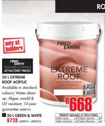 Fired Earth Extreme Green/White Roof Acrylic-20Ltr