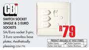 CBI Switch Socket Single & 3 Euro Sockets