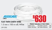 Aberdare Flat Twin Earth Wire White-1.5mm x 100m Roll