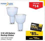 Power 4 Less 5W LED Battery Backup Globes 774761, 774752-Each