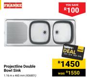 Franke Projectline Double Bowl Sink 436801-1.16m X 460mm