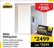 Builders White Sliding Door-2.05m X 890mm