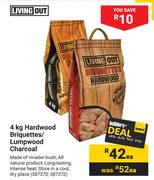 Living Out Hardwood Briquettes/LumpWood Charcoal 587370, 587372-4Kg Each