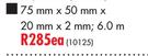 Lip Channel (75mm x 50mm x 20mm x 2mm, 6.0m)-Each
