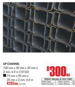 Lip Channel (75mm x 50mm x 20mm x 2mm, 6.0m)-Each