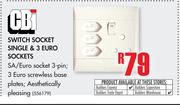 CBI Switch Single & 3 Euro Sockets