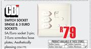 CBI Switch Socket Single & 3 Euro Sockets