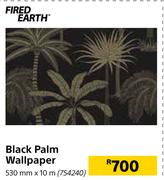 Fired Earth Black Palm Wallpaper-530mm x 10m