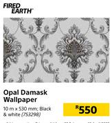 Fired Earth Opal Damask Wallpaper-10m x 530mm