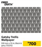Fired Earth Gatsby Trellis Wallpaper-530mm x 10m