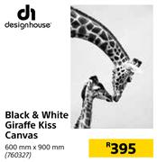 Design House Black & White Giraffe Kiss Canvas-600mm x 900mm