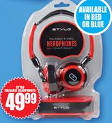 Stylo Foldable Headphones In Red or Blue-Each