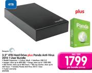 Seagate 3.5" 4TB Hard Drive+ Panda Anti-Virus 2015 1 User Bundle-Per Bundle