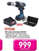 Ryobi 18V Li-Ion Hammer Drill Kit CLD 1820-Per Kit