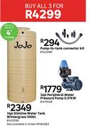 Water Tank Wintergrass 1000L + Pump To Tank Connector Kit + Peripheral Water Pressure Pump-All 3 For