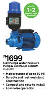 Max Pumps Water Pressure Pump & Controller 0.37KW 81434299