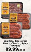 Jan Braai Boerewors Chorizo, Spicy or Pork-Per Kg