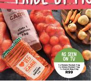 1x Potato Pocket 7kg, 1x Onion Pocket 7kg & 1x Carrot Bag 3kg Combo