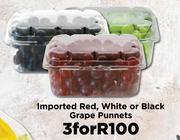 Imported Red, White Or Black Grape Punnets-For 3