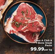 Class A Club & T-Bone Steak Packs-Per Kg