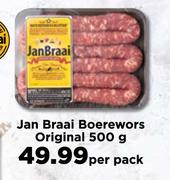Jan Braai Boerewors (Original)-500g Per Pack