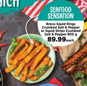 Breco Squid Rings Crumbed Salt & Pepper Or Squid Strips Crumbed Salt & Pepper-800g Each
