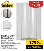Builders Quadrant Entry Shower Doors-Each
