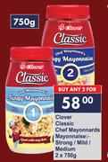Clover Classic Chef Mayonnards Mayonnaise Strong/Mild/Medium-2 x 750g