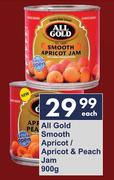 All Gold Smooth Apricot/Apricot & Peach Jam-900g Each