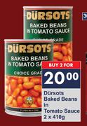 Dursots Baked Beans In Tomato Sauce-2 x 410g
