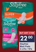 Stayfree Maxi Pads-2 x 8's/10's