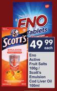 Eno Active Fruit Salts 100g/Scott's Emulsion Cod Liver Oil 100ml-Each