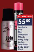 Lentheric Solo Men Deodorant 150ml/Hoity Toity Ladies Deodorant Body Spray 90ml-For 2
