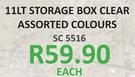 Addis Clear 11Ltr Storage Box Assorted Colours-Each