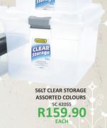 Addis 56Ltr Clear Storage Assorted Colours-Each
