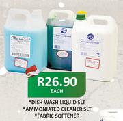 Dish Wash-5Ltr/Ammoniated Cleaner-5Ltr/Fabric Softener-Each