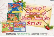 Zoom Juice Assorted Flavours Per Pack Of-3 x 12 