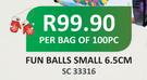 Fun Balls Small Per Bag Of 100Pc-6.5cm