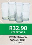 Hiball CL Glass Shrink Per Set Of 6-240ml