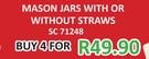 Mason Jars With Or Without Straws SC71248-For 4