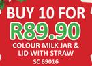Colour Milk Jar & Lid With Straw SC69016-For 10