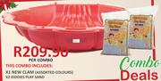 1x New Clam Assorted Colours And 2X  Kiddies Play Sand-Per Combo