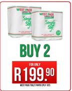 West Pack Toilet Paper 2 Ply-For 2 x 18's