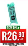 Refuse Bag On Roll Black 18 Mic-750mm x 950mm Each